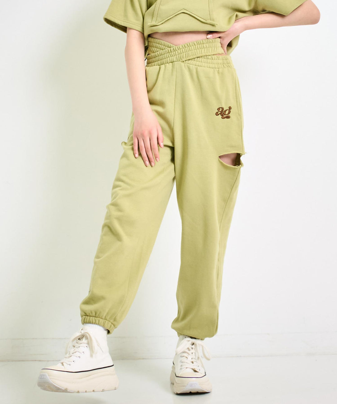 ウエストクロス スウェット ジョガー パンツ 912-7645