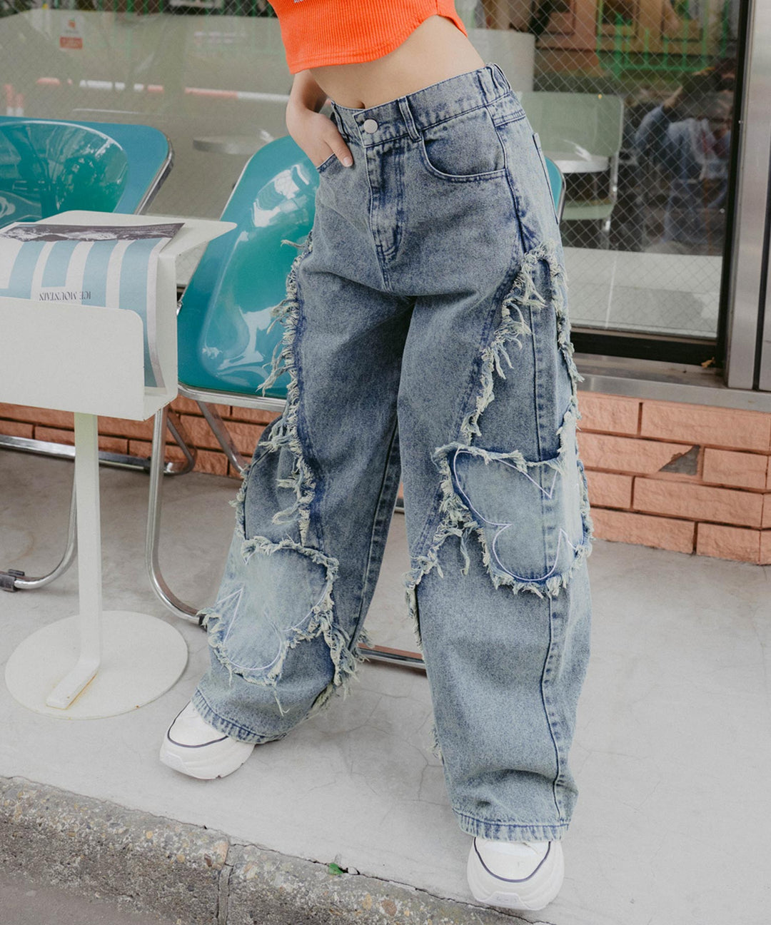 バタフライ ワッペン ワイド パンツ 912-7646