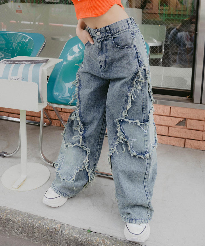 バタフライ ワッペン ワイド パンツ 912-7646