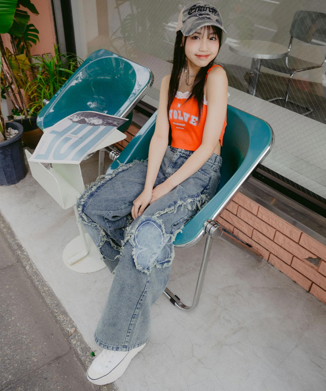 バタフライ ワッペン ワイド パンツ 912-7646