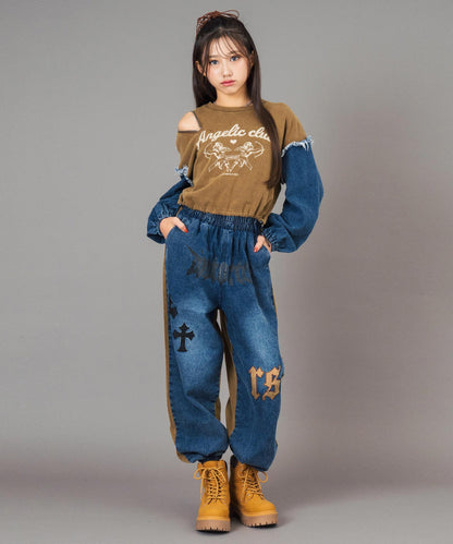 ANAP R＋S ブリーチ スウェット 切替 デニム ジョガーパンツ【ユニセックス】 912-7821