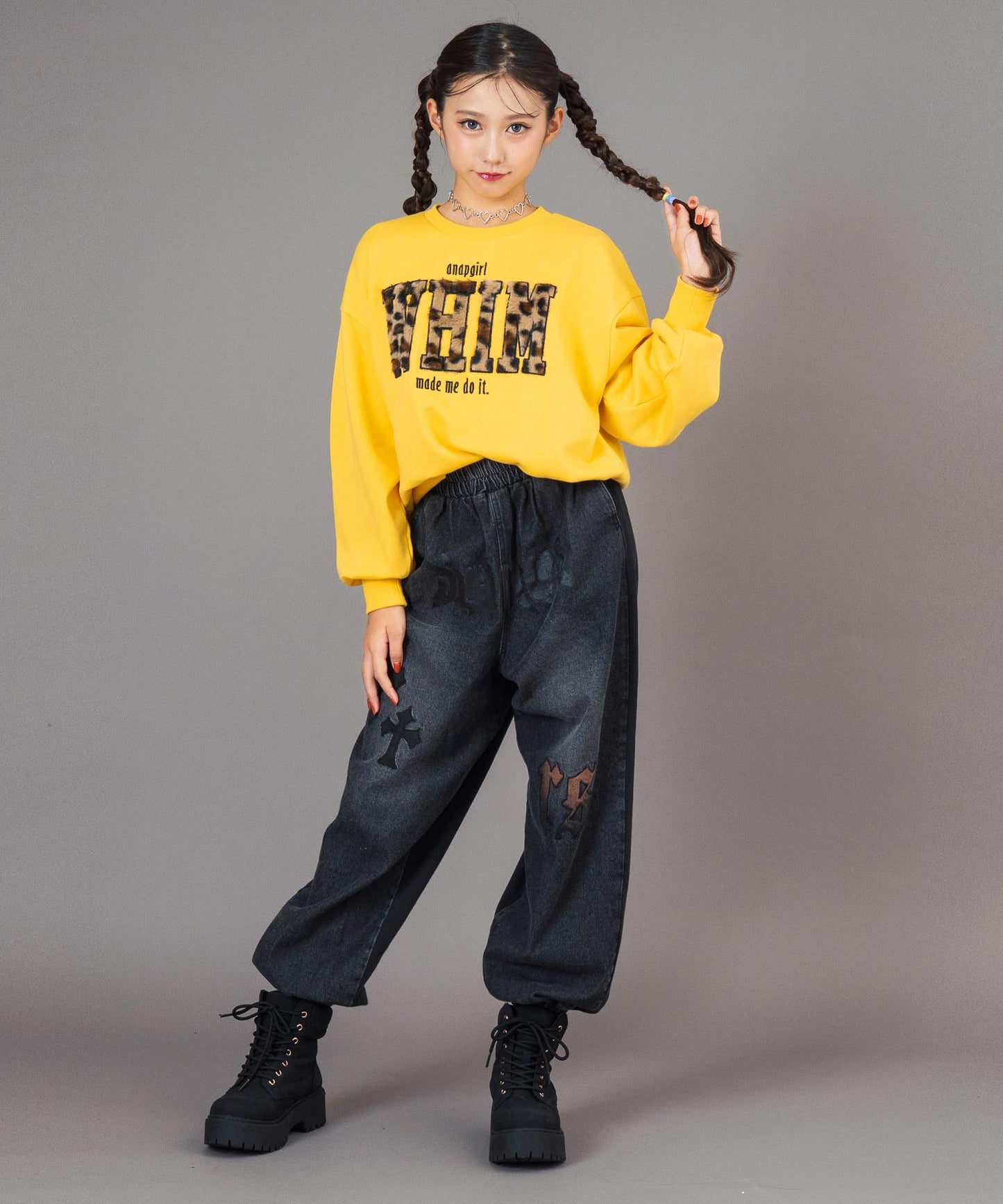 ANAP R＋S ブリーチ スウェット 切替 デニム ジョガーパンツ【ユニセックス】 912-7821