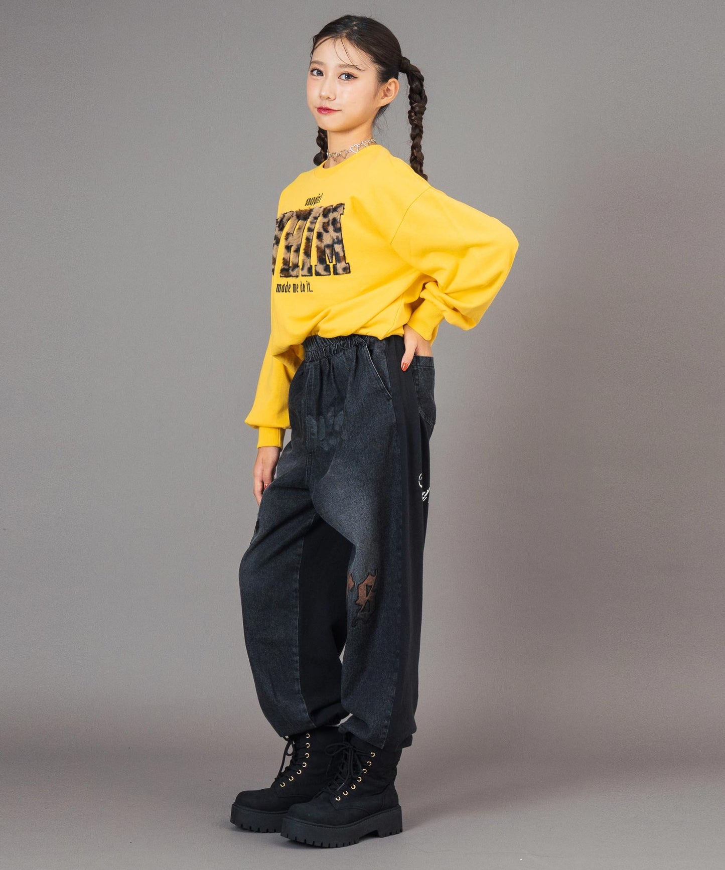 ANAP R＋S ブリーチ スウェット 切替 デニム ジョガーパンツ【ユニセックス】 912-7821