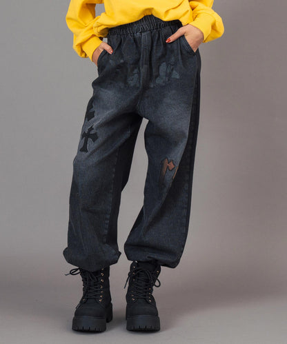 ANAP R＋S ブリーチ スウェット 切替 デニム ジョガーパンツ【ユニセックス】 912-7821