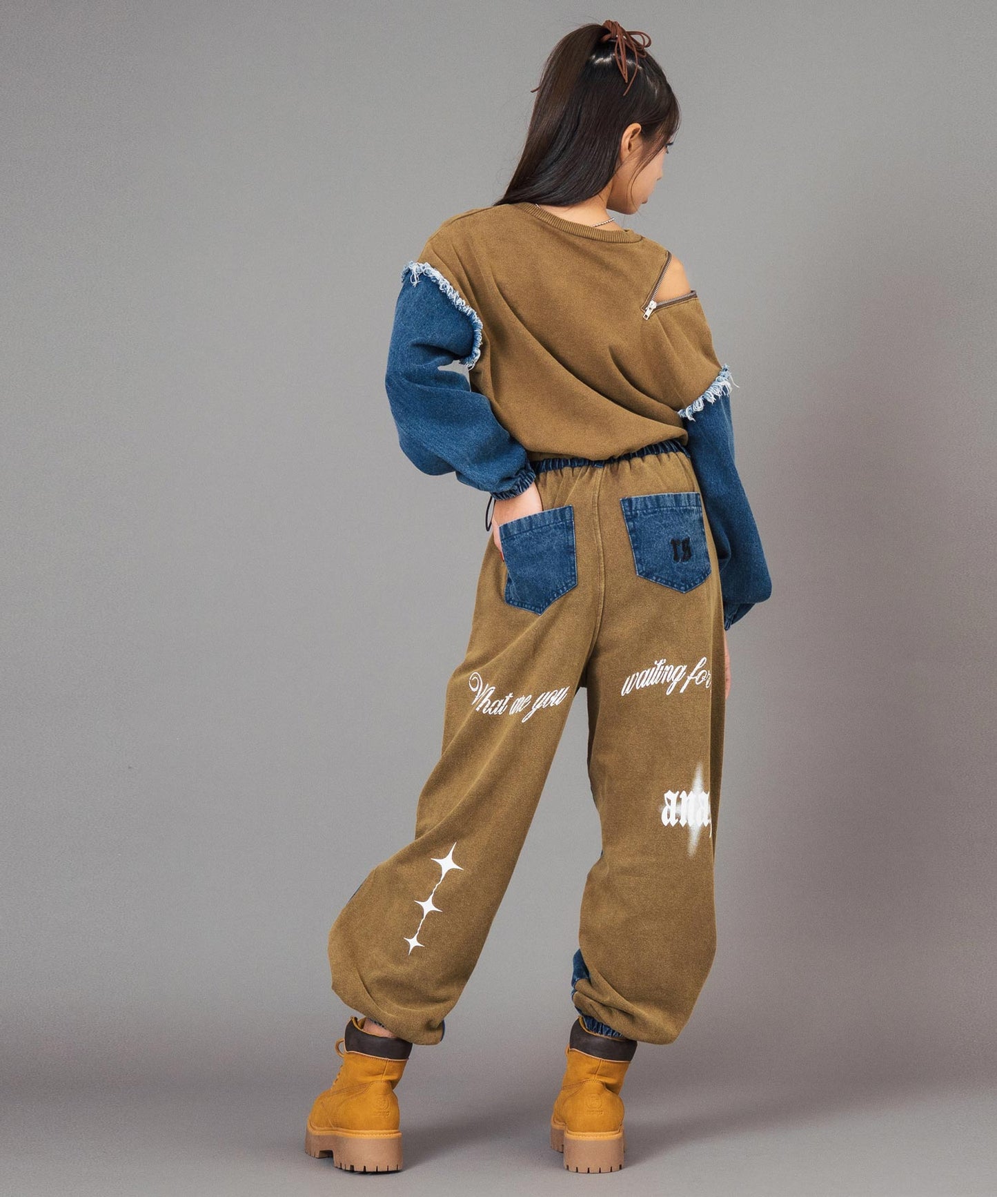 ANAP R＋S ブリーチ スウェット 切替 デニム ジョガーパンツ【ユニセックス】 912-7821