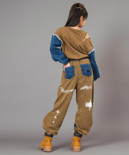 ANAP R＋S ブリーチ スウェット 切替 デニム ジョガーパンツ【ユニセックス】 912-7821