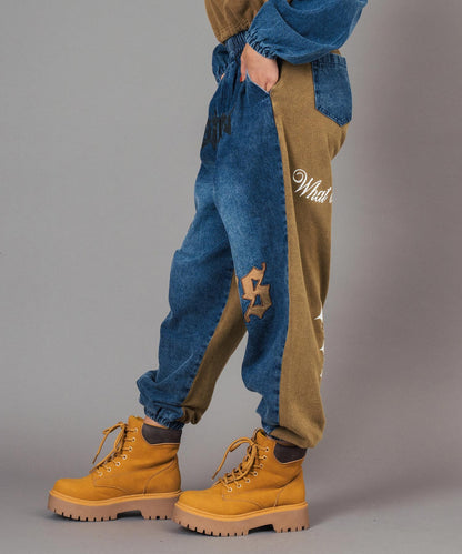 ANAP R＋S ブリーチ スウェット 切替 デニム ジョガーパンツ【ユニセックス】 912-7821