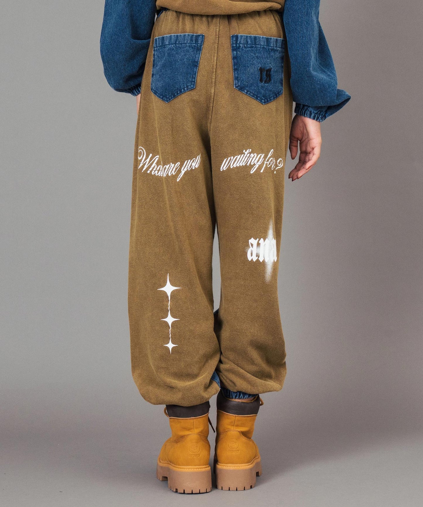 ANAP R＋S ブリーチ スウェット 切替 デニム ジョガーパンツ【ユニセックス】 912-7821