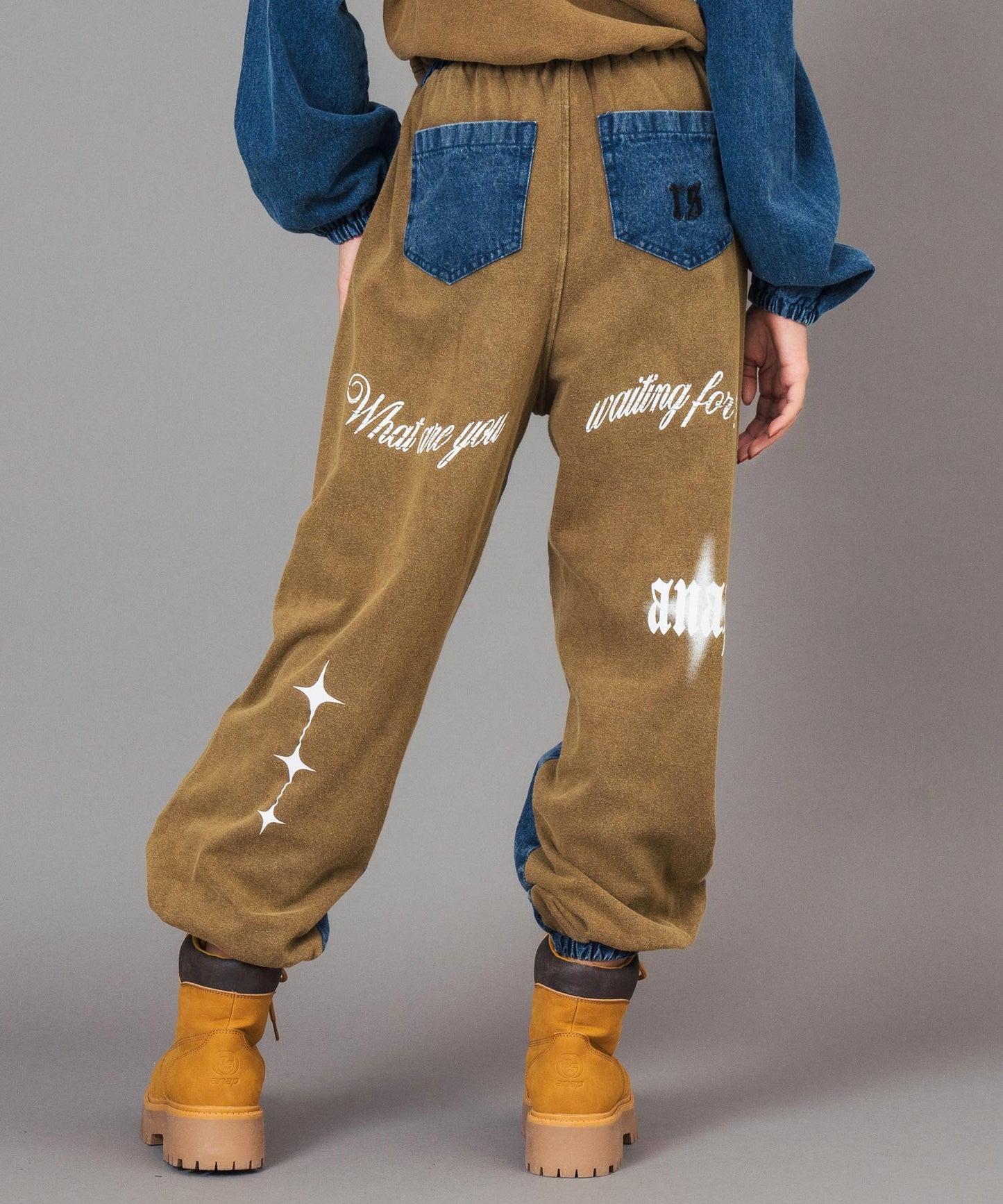 ANAP R＋S ブリーチ スウェット 切替 デニム ジョガーパンツ【ユニセックス】 912-7821