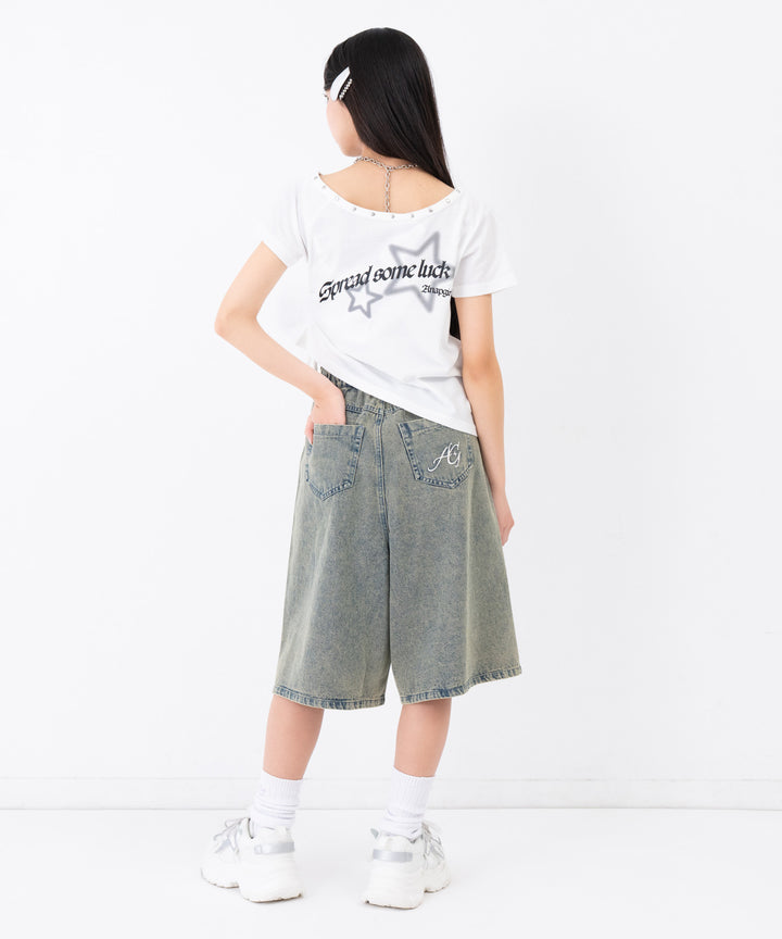 スピンドル レース デニム ハーフパンツ 912-7919