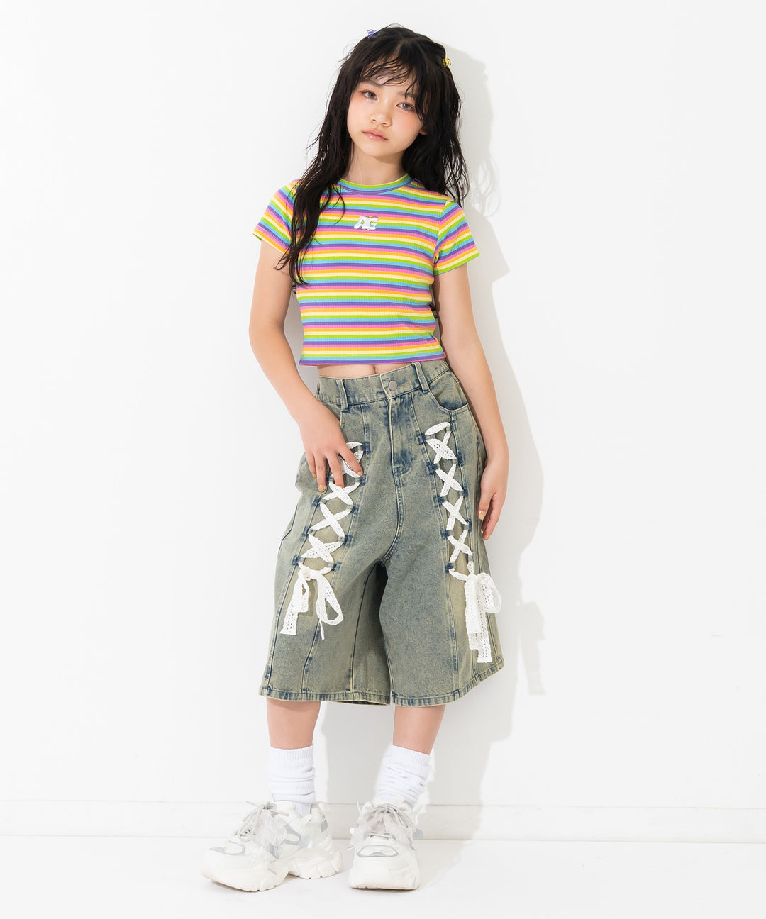 スピンドル レース デニム ハーフパンツ 912-7919