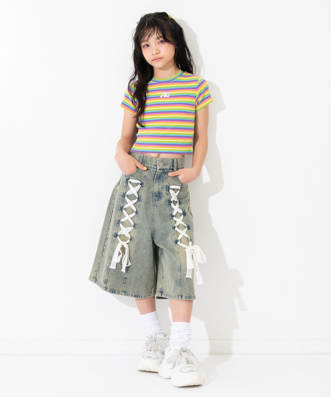 スピンドル レース デニム ハーフパンツ 912-7919