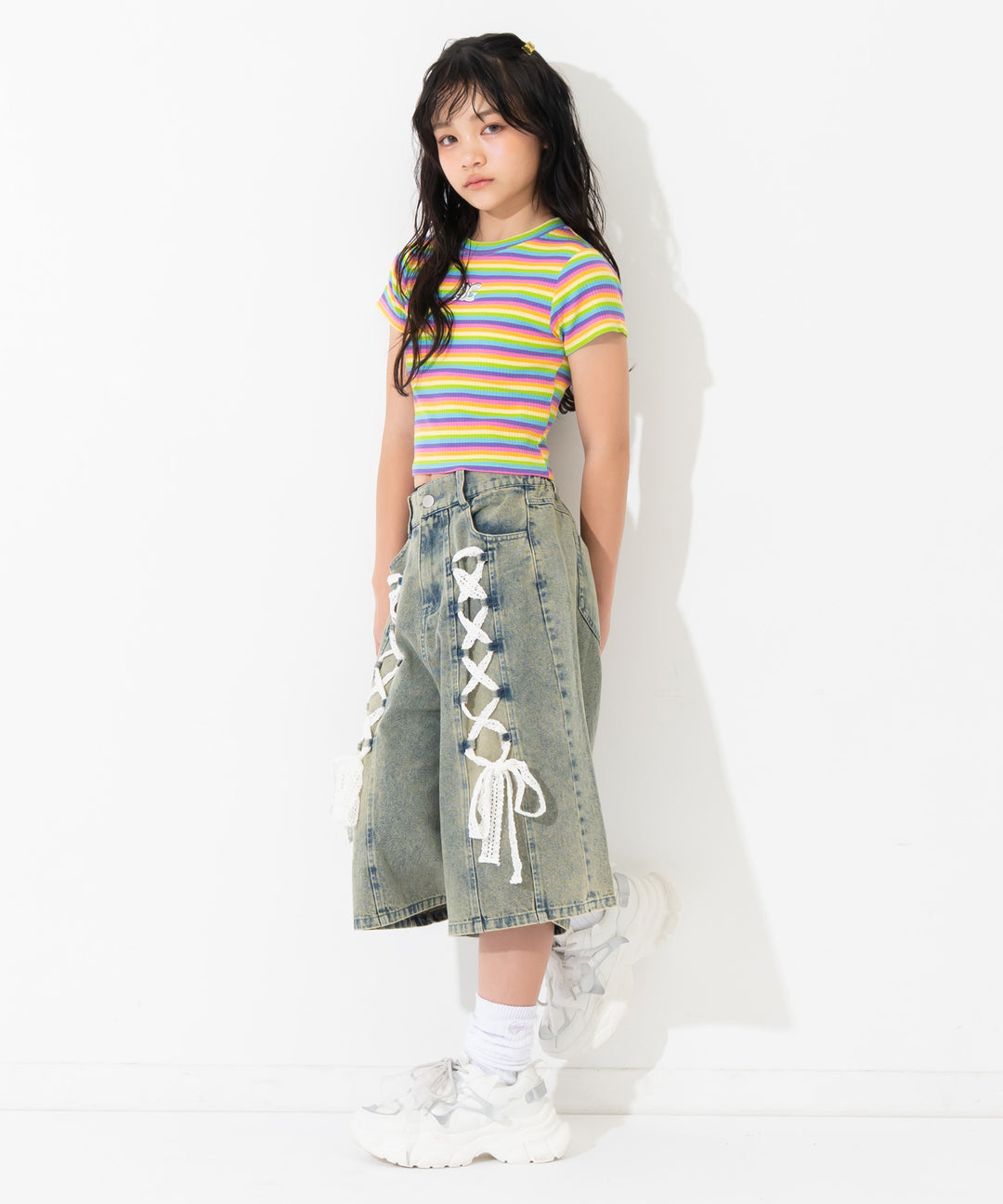 スピンドル レース デニム ハーフパンツ 912-7919