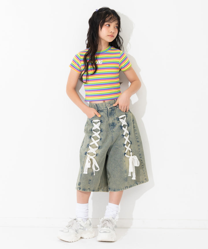 スピンドル レース デニム ハーフパンツ 912-7919