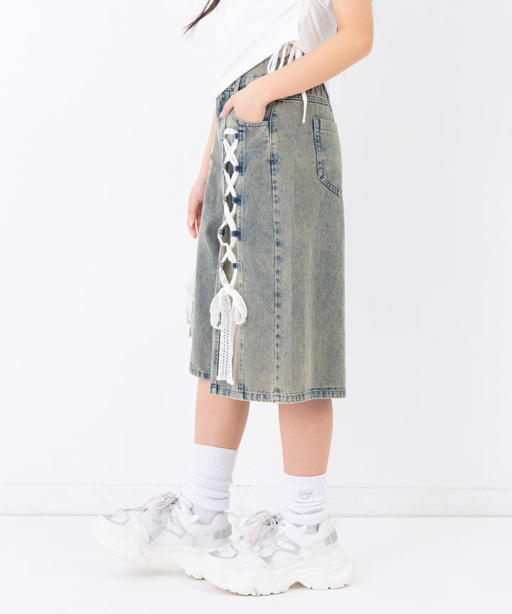 スピンドル レース デニム ハーフパンツ 912-7919