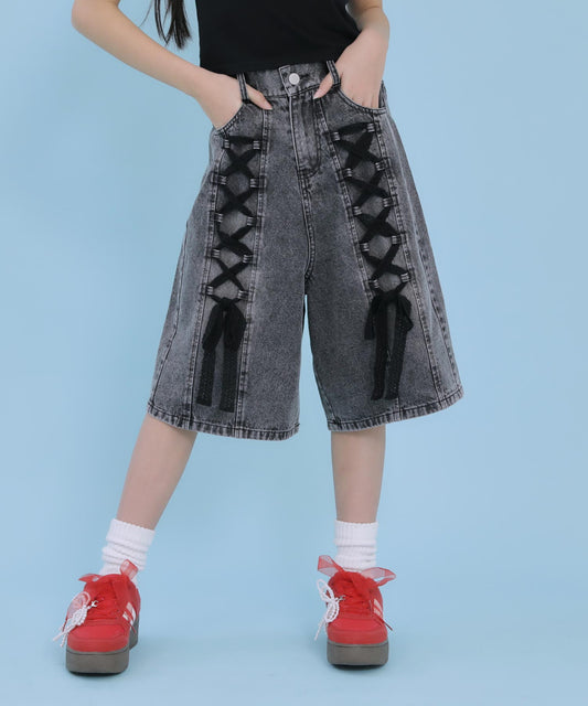 スピンドル レース デニム ハーフパンツ 912-7919