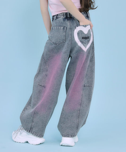 ハートペイント クラッシュ バレルデニムパンツ 912-7923