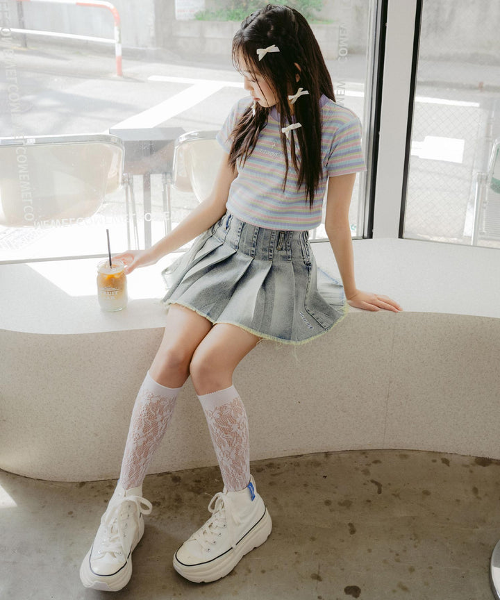 シルバー ジェル プリント リブ Tシャツ トップス (キッズお揃い) 913-7661