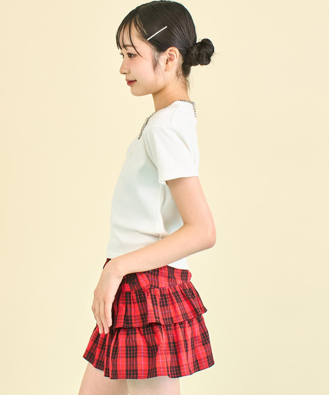 シルバー ジェル プリント リブ Tシャツ トップス (キッズお揃い) 913-7661