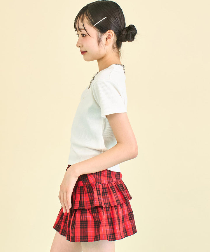 シルバー ジェル プリント リブ Tシャツ トップス (キッズお揃い) 913-7661