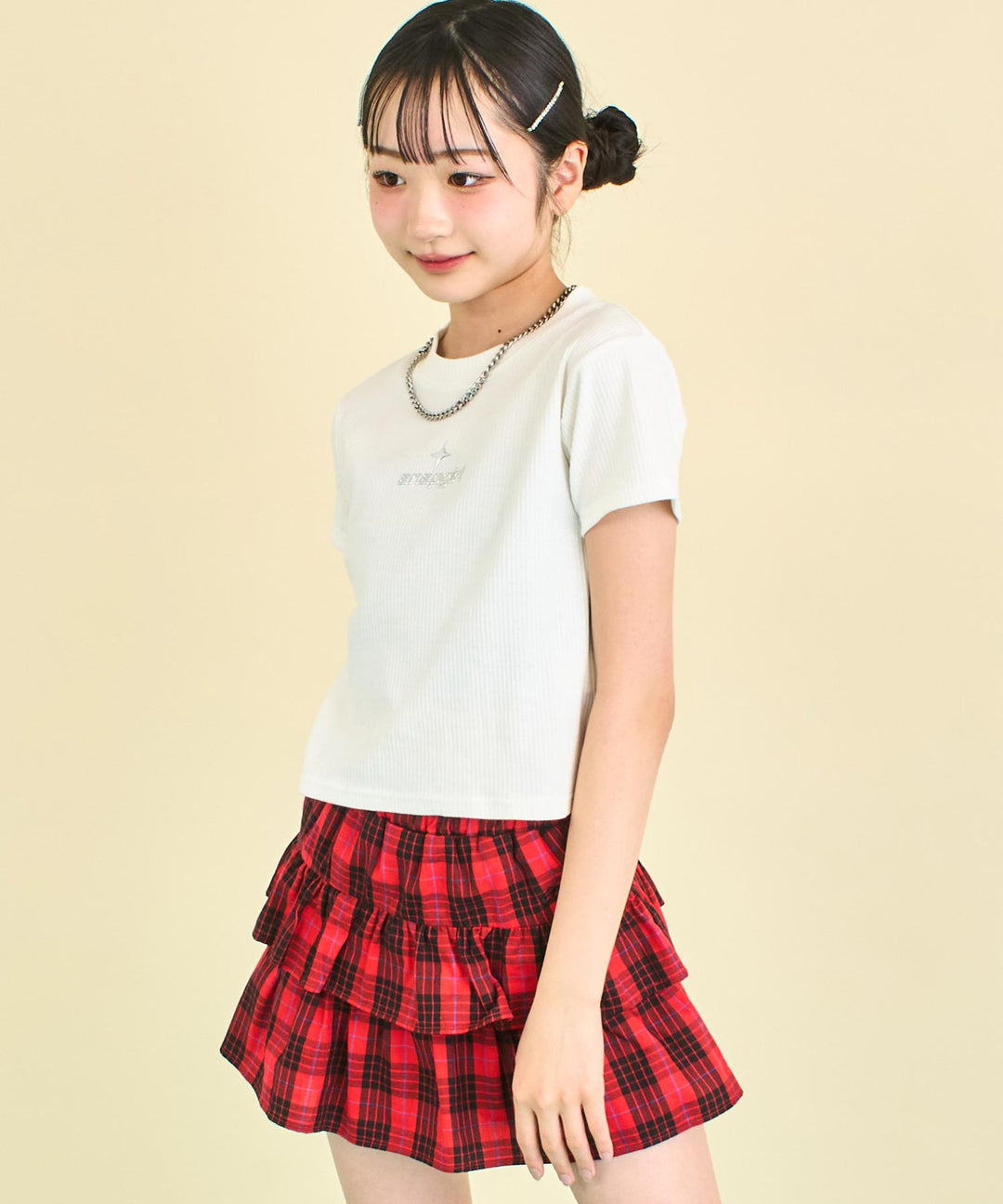 シルバー ジェル プリント リブ Tシャツ トップス (キッズお揃い) 913-7661