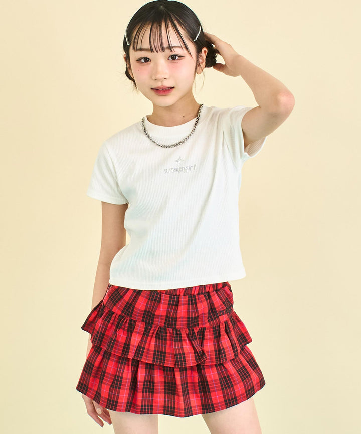 シルバー ジェル プリント リブ Tシャツ トップス (キッズお揃い) 913-7661
