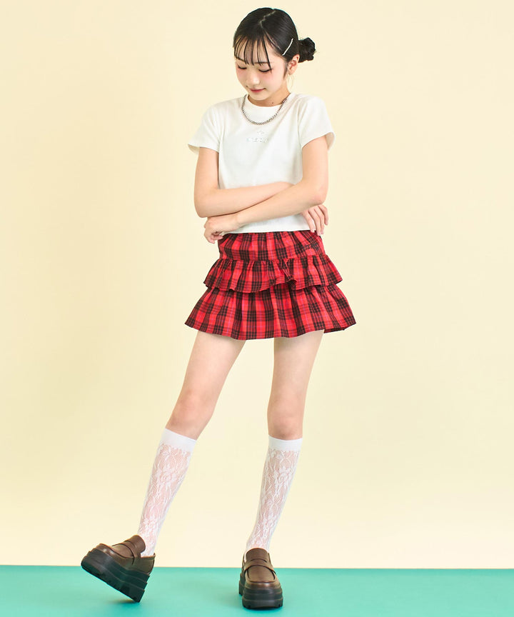 シルバー ジェル プリント リブ Tシャツ トップス (キッズお揃い) 913-7661
