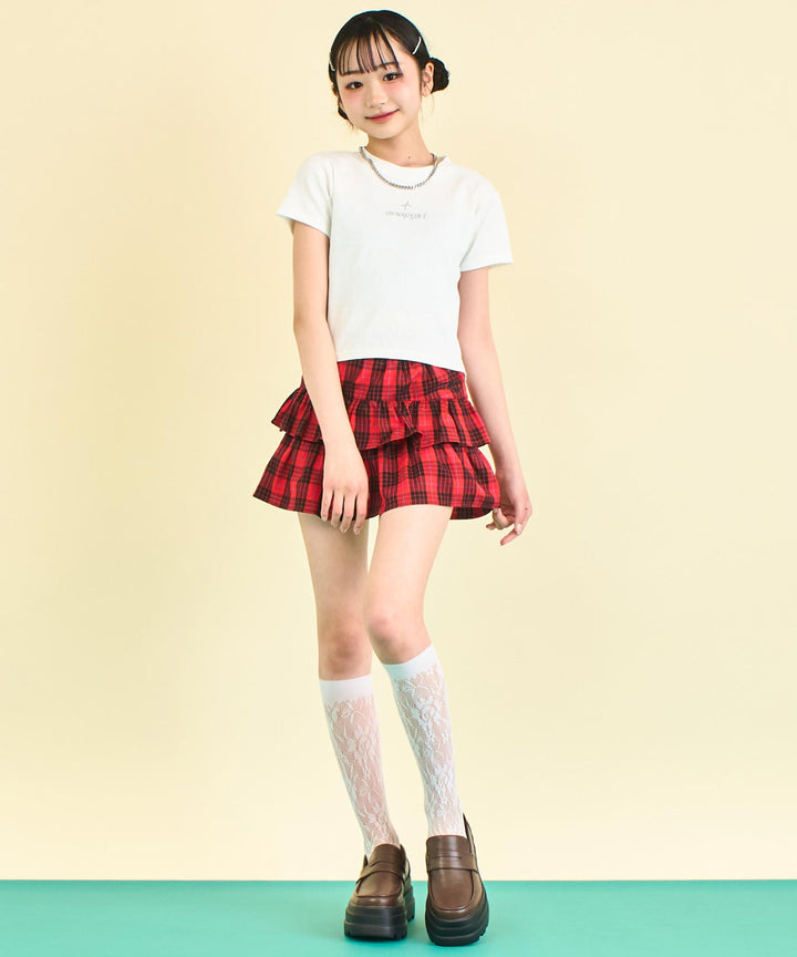 シルバー ジェル プリント リブ Tシャツ トップス (キッズお揃い) 913-7661