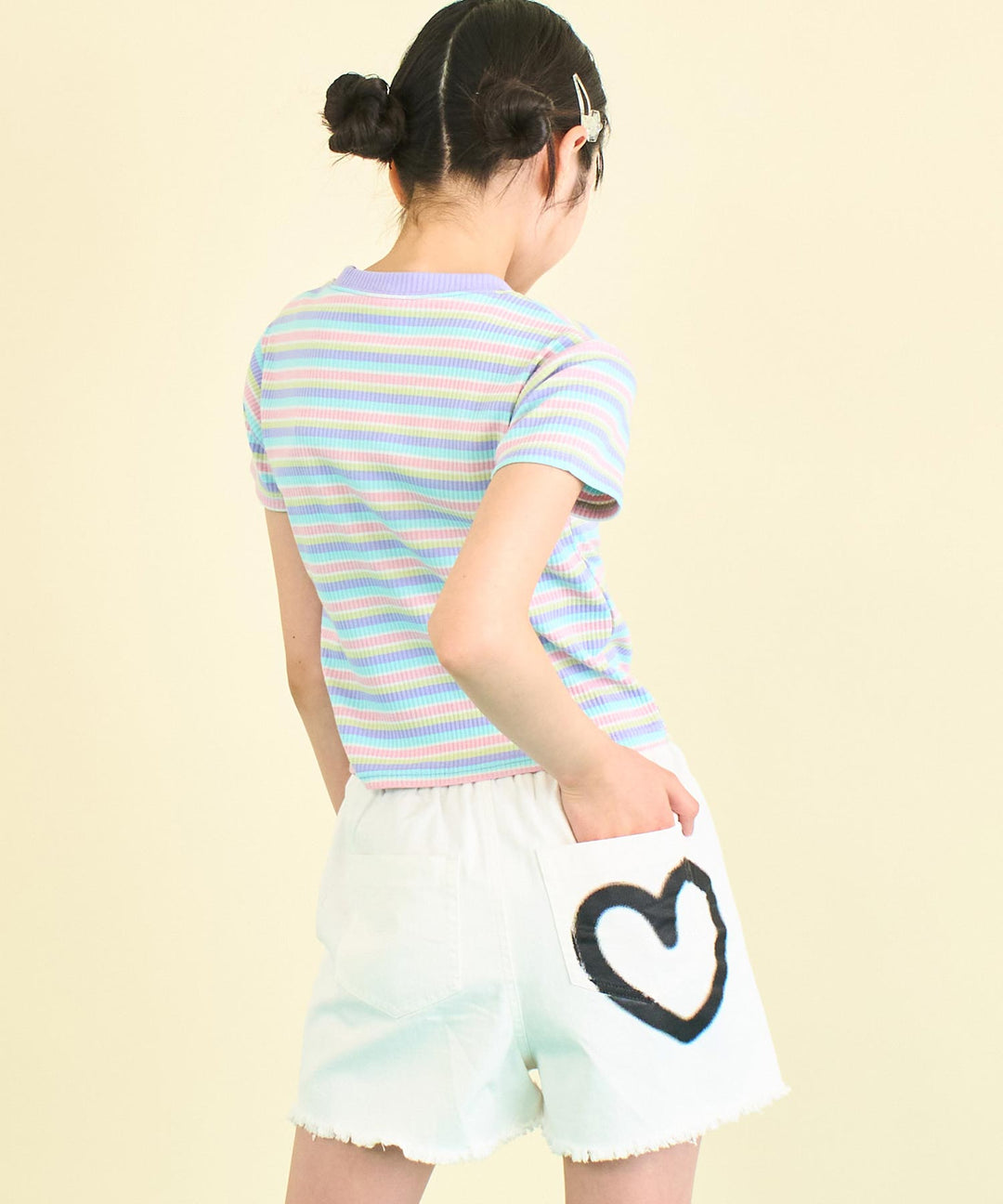 シルバー ジェル プリント リブ Tシャツ トップス (キッズお揃い) 913-7661