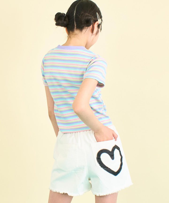 シルバー ジェル プリント リブ Tシャツ トップス (キッズお揃い) 913-7661
