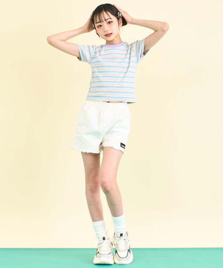 シルバー ジェル プリント リブ Tシャツ トップス (キッズお揃い) 913-7661