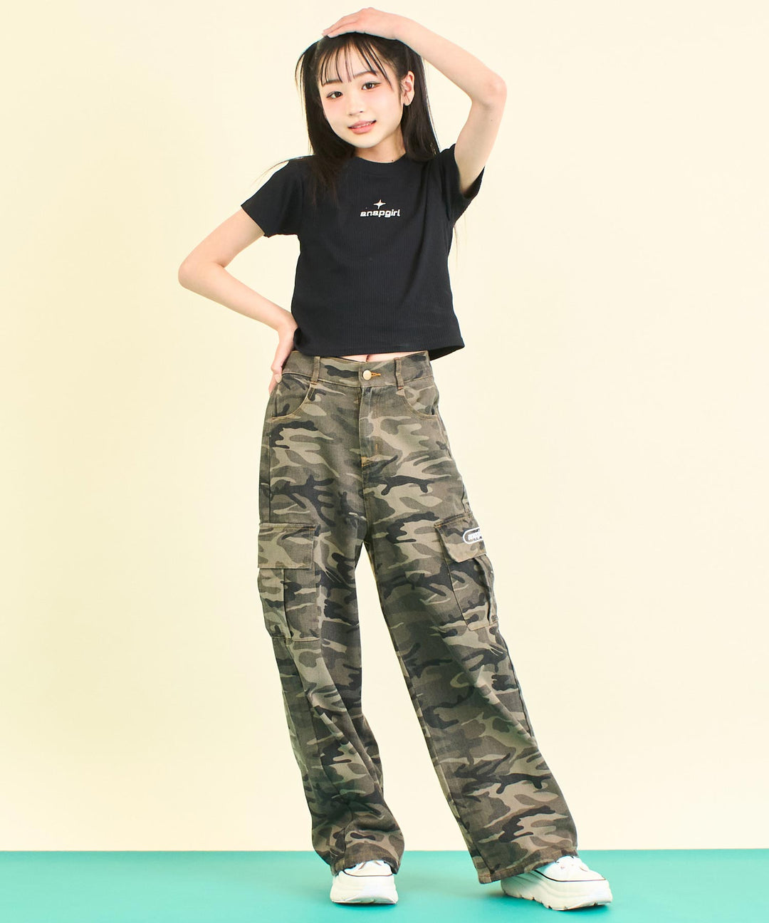シルバー ジェル プリント リブ Tシャツ トップス (キッズお揃い) 913-7661