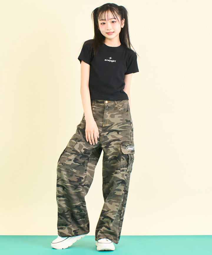 シルバー ジェル プリント リブ Tシャツ トップス (キッズお揃い) 913-7661