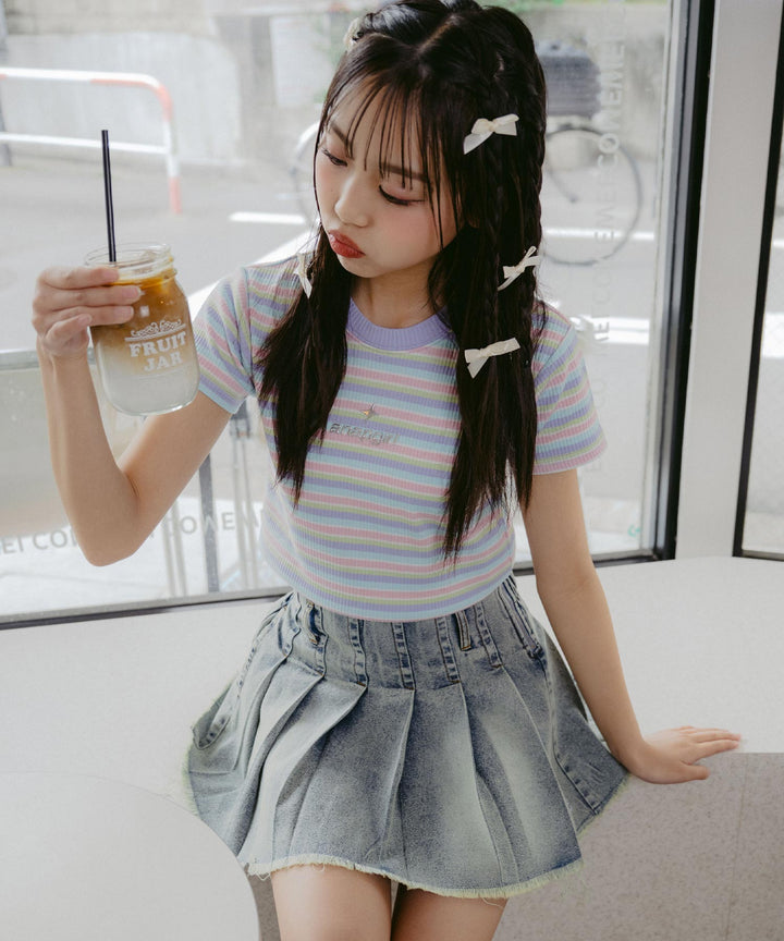 シルバー ジェル プリント リブ Tシャツ トップス (キッズお揃い) 913-7661