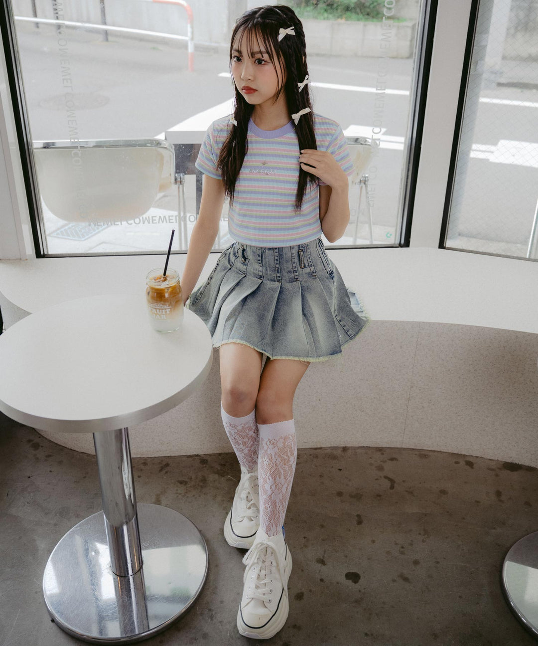 シルバー ジェル プリント リブ Tシャツ トップス (キッズお揃い) 913-7661