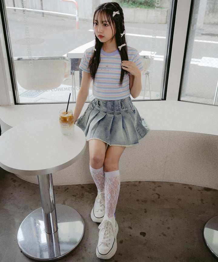 シルバー ジェル プリント リブ Tシャツ トップス (キッズお揃い) 913-7661