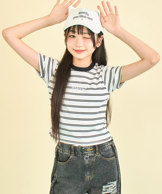 シルバー ジェル プリント リブ Tシャツ トップス (キッズお揃い) 913-7661