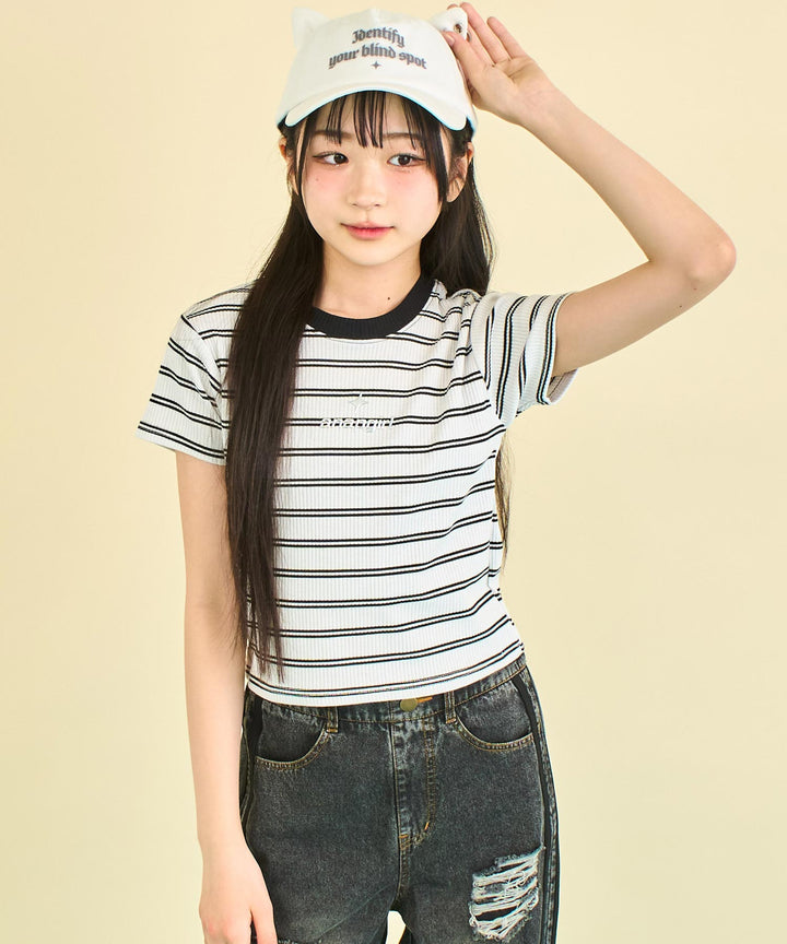 シルバー ジェル プリント リブ Tシャツ トップス (キッズお揃い) 913-7661