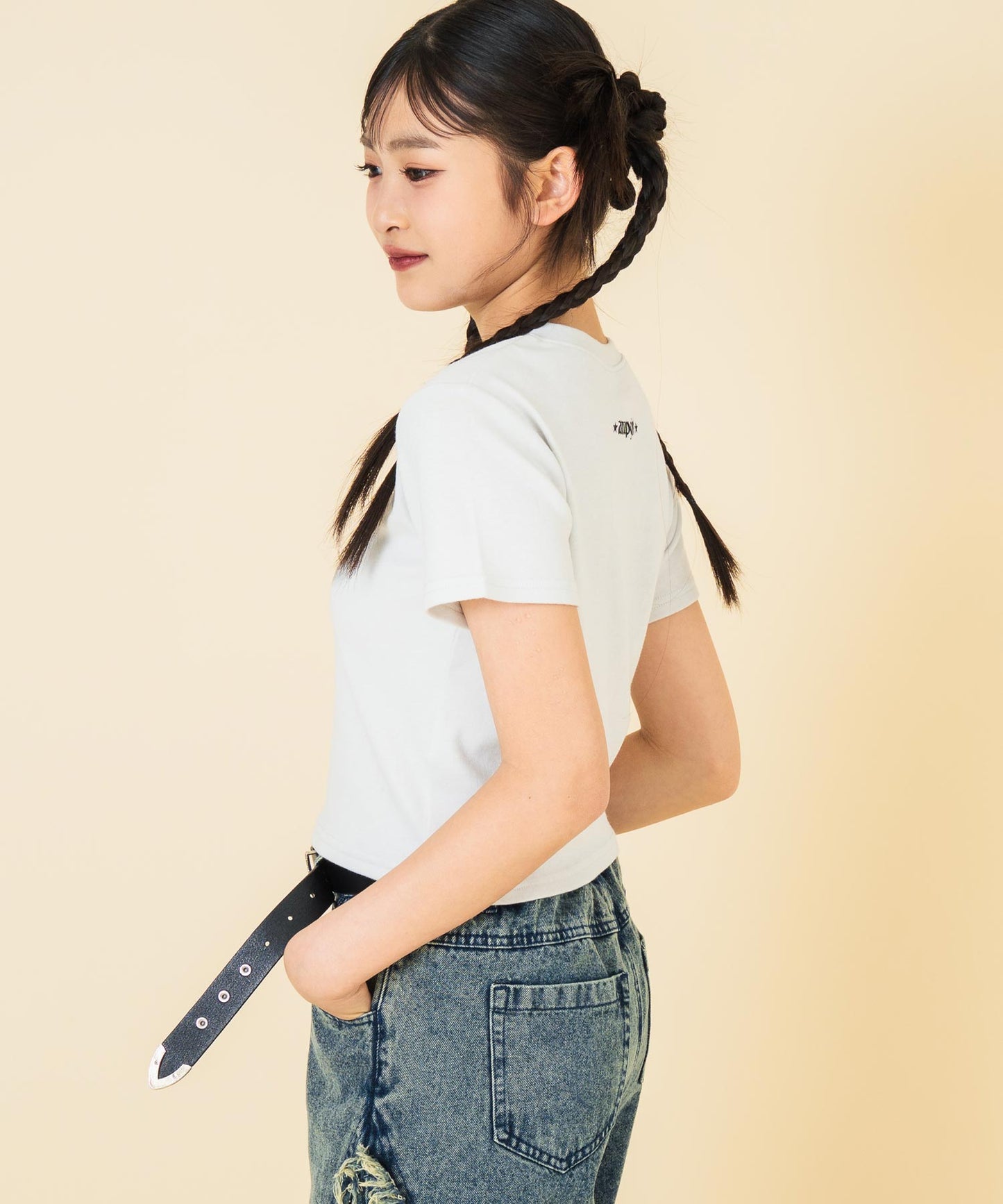 ハトメ ポイント ロゴ プリント ミニ Tシャツ トップス【キッズお揃い】 913-7669