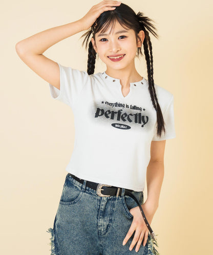 ハトメ ポイント ロゴ プリント ミニ Tシャツ トップス【キッズお揃い】 913-7669