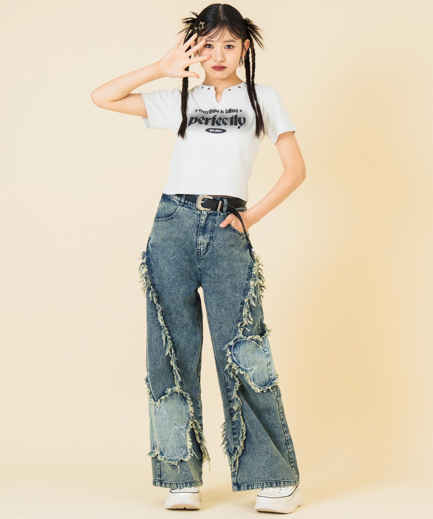 ハトメ ポイント ロゴ プリント ミニ Tシャツ トップス【キッズお揃い】 913-7669