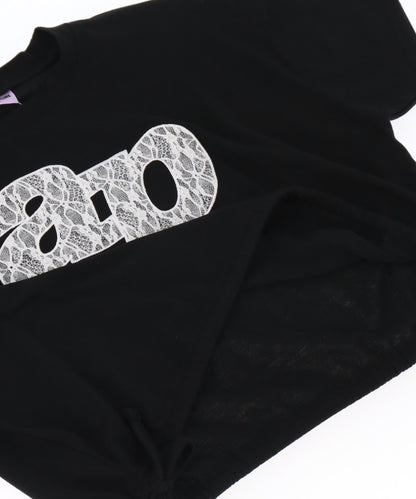 レース ワッペン付き サイド リボン Tシャツ トップス【キッズお揃い】 913-7671