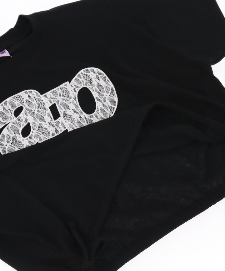 レース ワッペン付き サイド リボン Tシャツ トップス【キッズお揃い】 913-7671