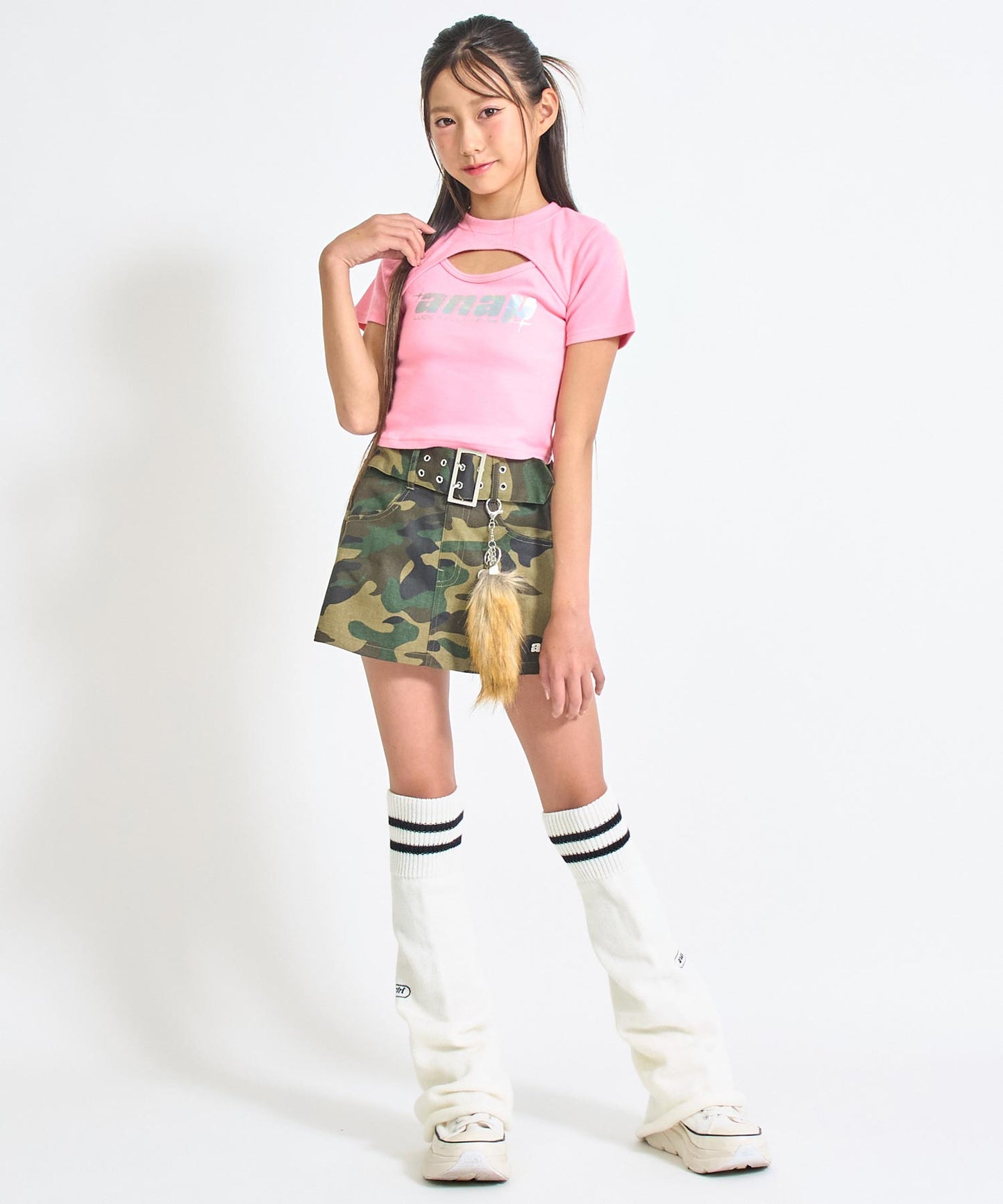シルバーロゴ プリント ミニ トップス Tシャツ 【キッズお揃い】 913-7674