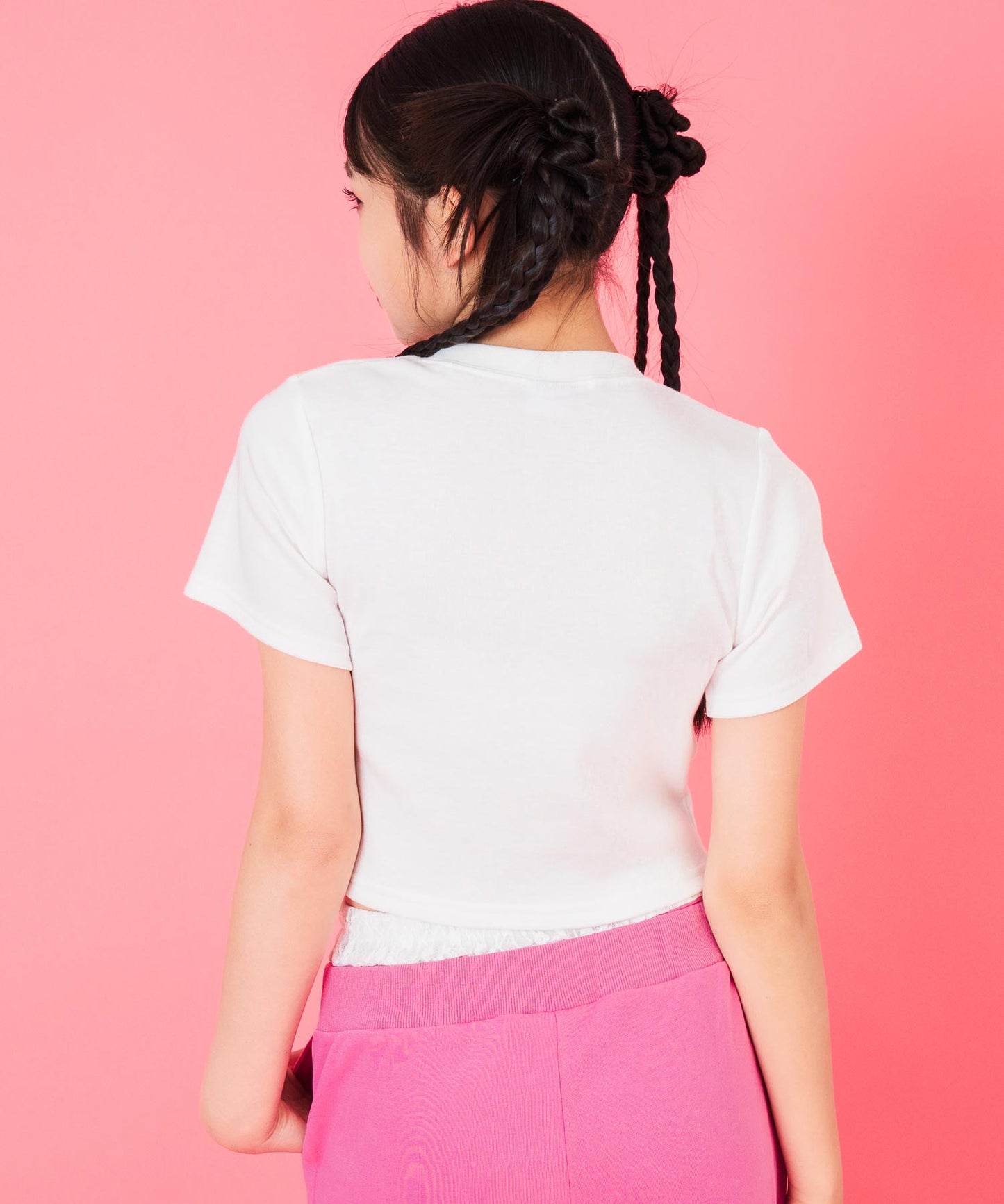 シルバーロゴ プリント ミニ トップス Tシャツ 【キッズお揃い】 913-7674