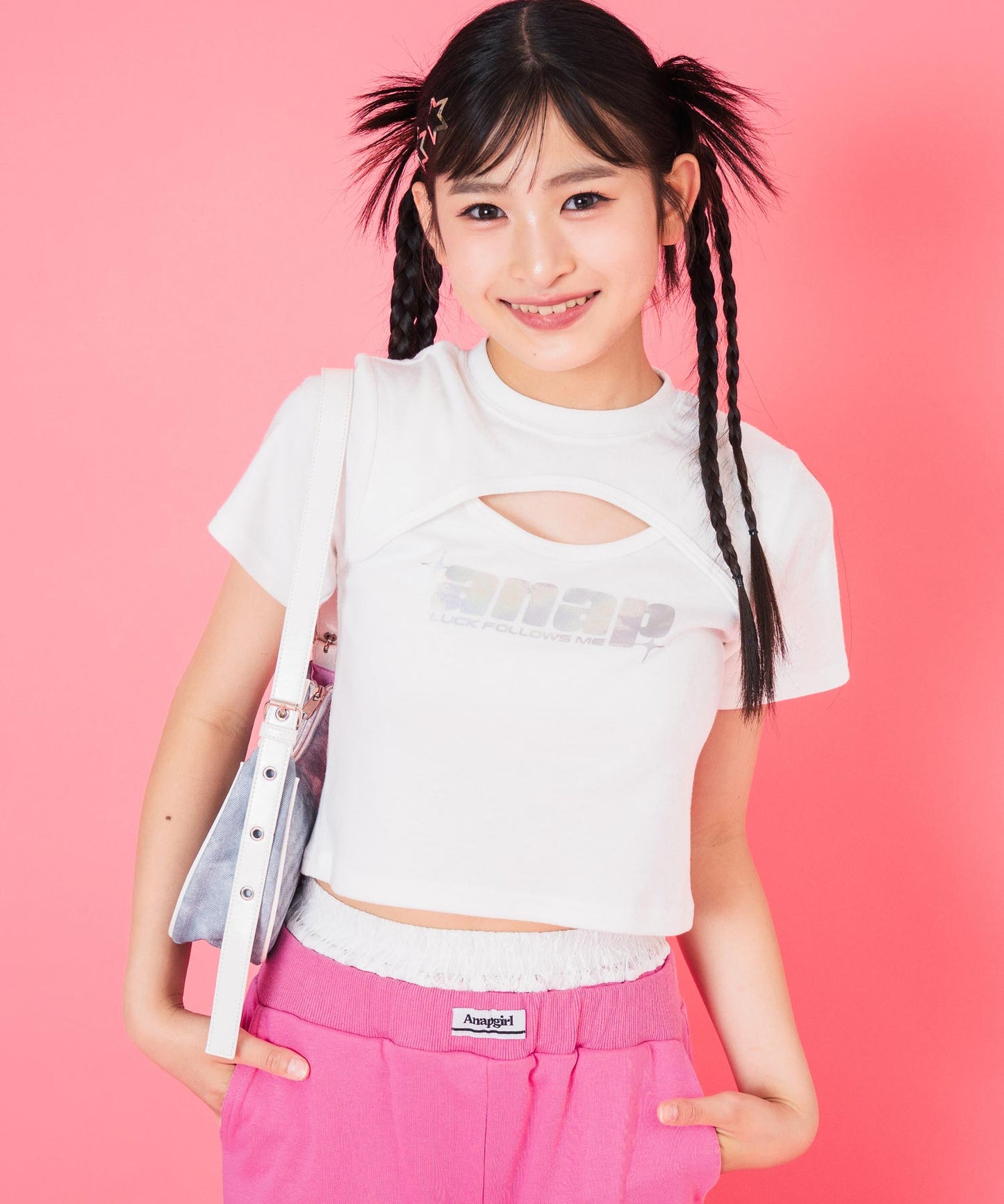 シルバーロゴ プリント ミニ トップス Tシャツ 【キッズお揃い】 913-7674