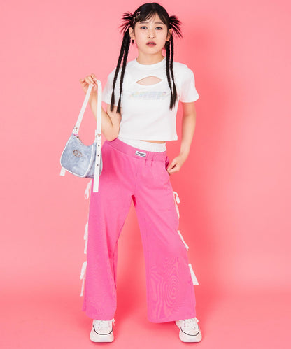 シルバーロゴ プリント ミニ トップス Tシャツ 【キッズお揃い】 913-7674