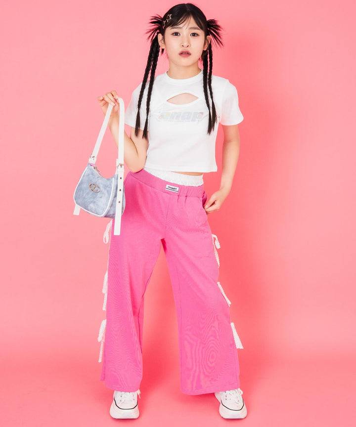 シルバーロゴ プリント ミニ トップス Tシャツ 【キッズお揃い】 913-7674