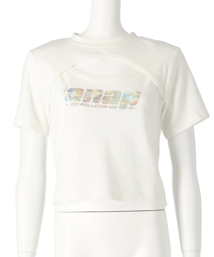 シルバーロゴ プリント ミニ トップス Tシャツ 【キッズお揃い】 913-7674