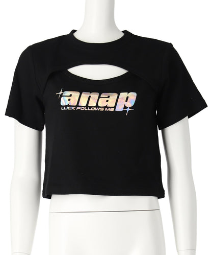 シルバーロゴ プリント ミニ トップス Tシャツ 【キッズお揃い】 913-7674
